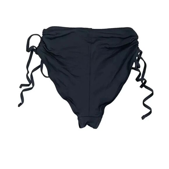 Black Brazilian High Waist Swimming Suit Bottoms Rutched SZ XS - Picture 3 of 7